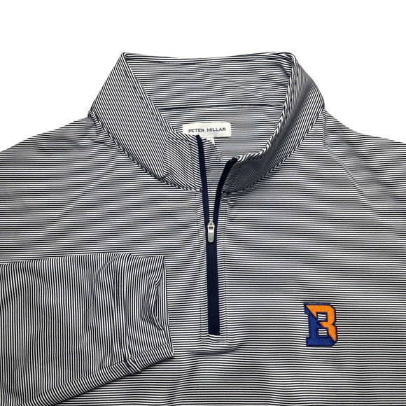 Peter Millar Other - Peter Millar Quarter Zip Pullover Mens XXL Navy White Striped Performance B Logo